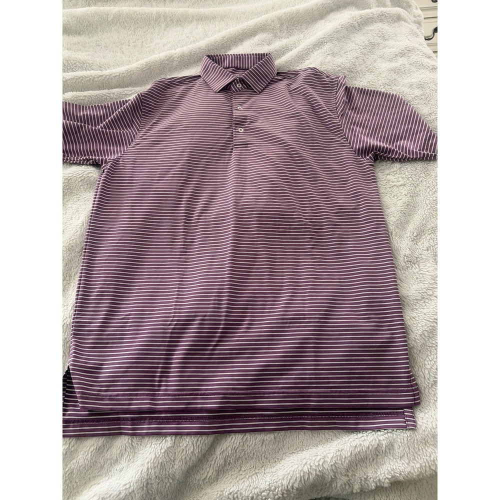 Turtleson Tour Performance Mens Purple Striped Golf Polo Shirt Big Spring Size M